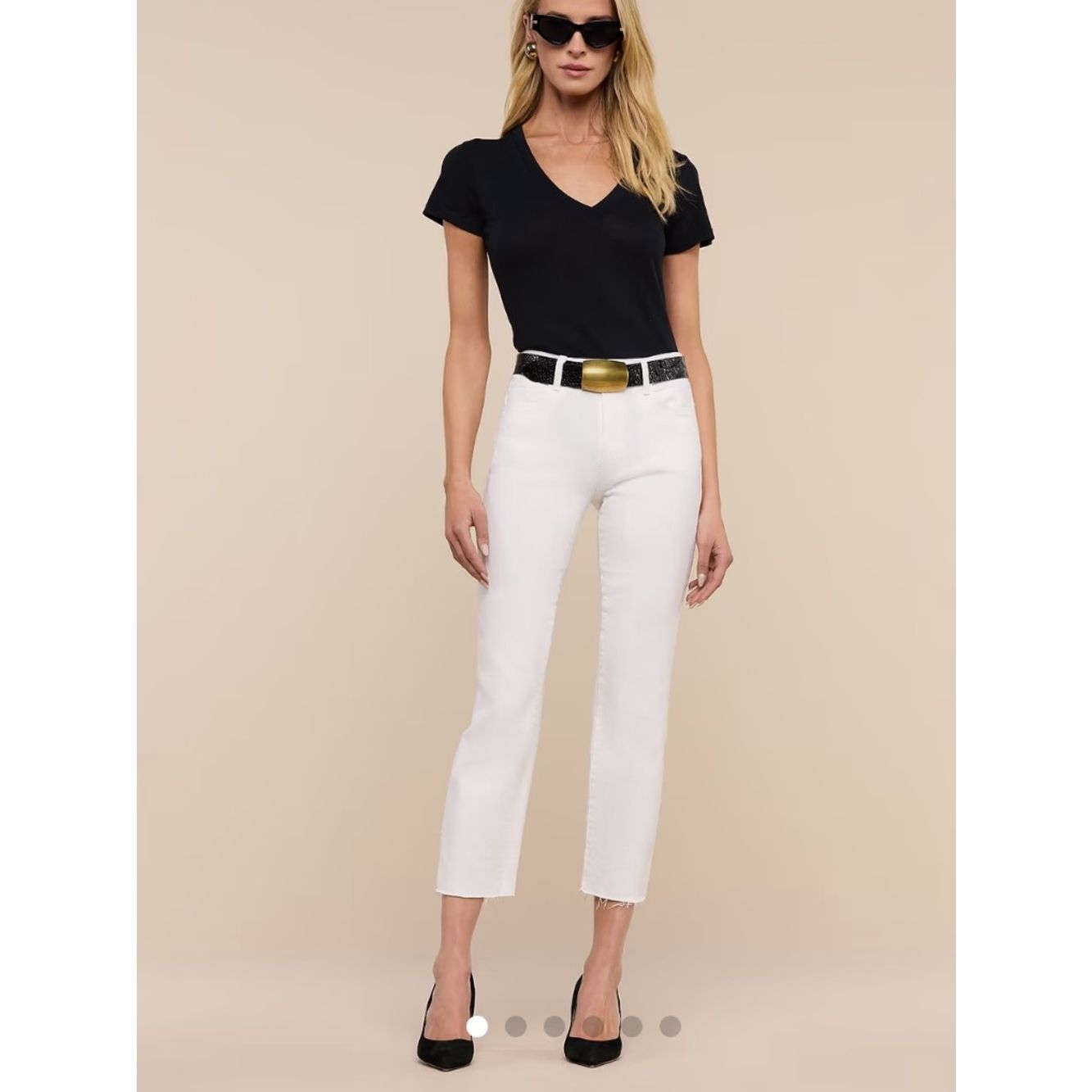 L’agency Jeans Sada Slim Leg High Rise Cropped Raw Hem In Blanc White Size 26